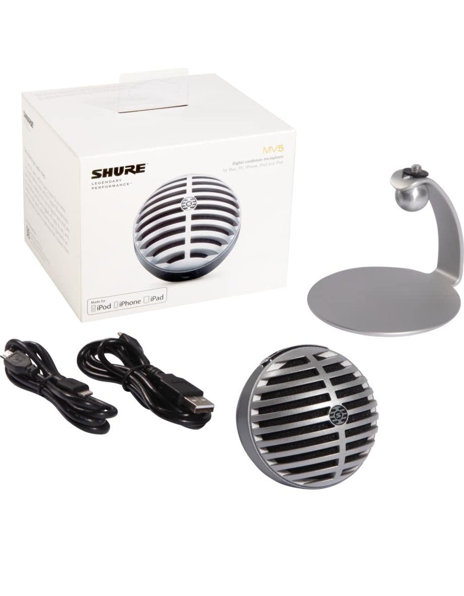 Amazon | Shure MV5 Digital Condenser Microphone (Gray) + USB